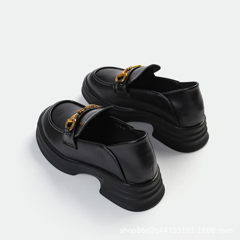 3233 small size loafers, versatile thick soles, new small leather shoes in autumn 2025, women's small inner height increase women's shoes