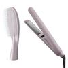 Smooth Shine Straightener and Hairbrush (Pink) 2-Piece Set: Hair Iron, Hair Dye Comb, Scalp Care, Shiny Hair [Amazon.co.jp Exclusive]