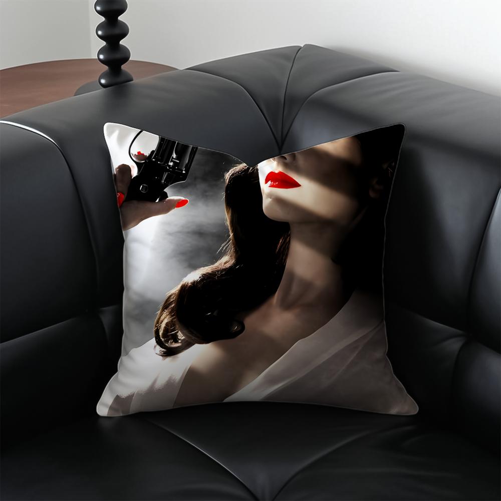 EEva Green Cushion Cover Pillow Case Antidustmite Invisible zipper silky plush cushion