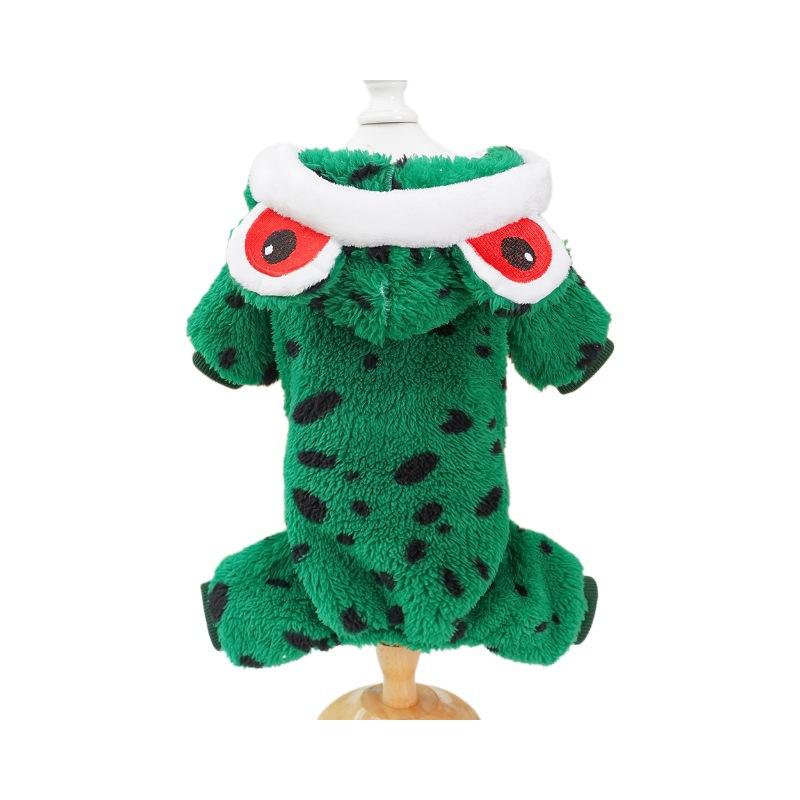 Pet dog four-legged clothing to keep warm in autumn and winter, dog cat clothes, new cat supplies, frog turned into teddy bear
