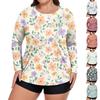 Women's Printed Large Size Long Sleeve Swimsuit Sun  Jacket Quick Dry Hiking Top