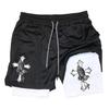 Muay Thai Kick Boxing MMA Shorts Cross Christian Pray God Men Women Unisex Double Layer Quick Dry Breathable Training Sport Gym Fitness Workout