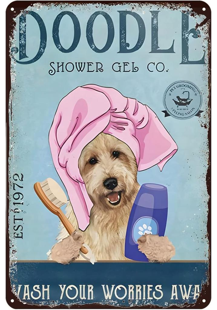 Dog Bath Soap Metal Tin Sign Vintage Rustic Wash Room Wall Decor Poster Man Cave Coffee Shop Bar Plaques Iron Painting Pictur
