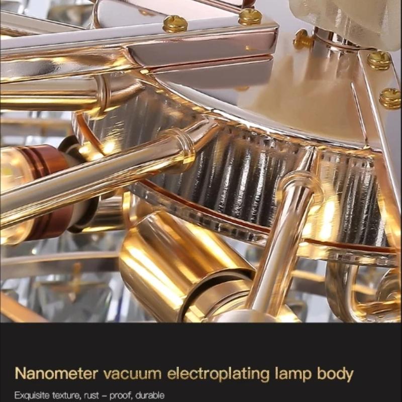 Light Luxury Style Crystal Chandelier, Post-modernist, Simple, for Living Room, Villa, European Bedroom, Restaurant, Crystal Lamps