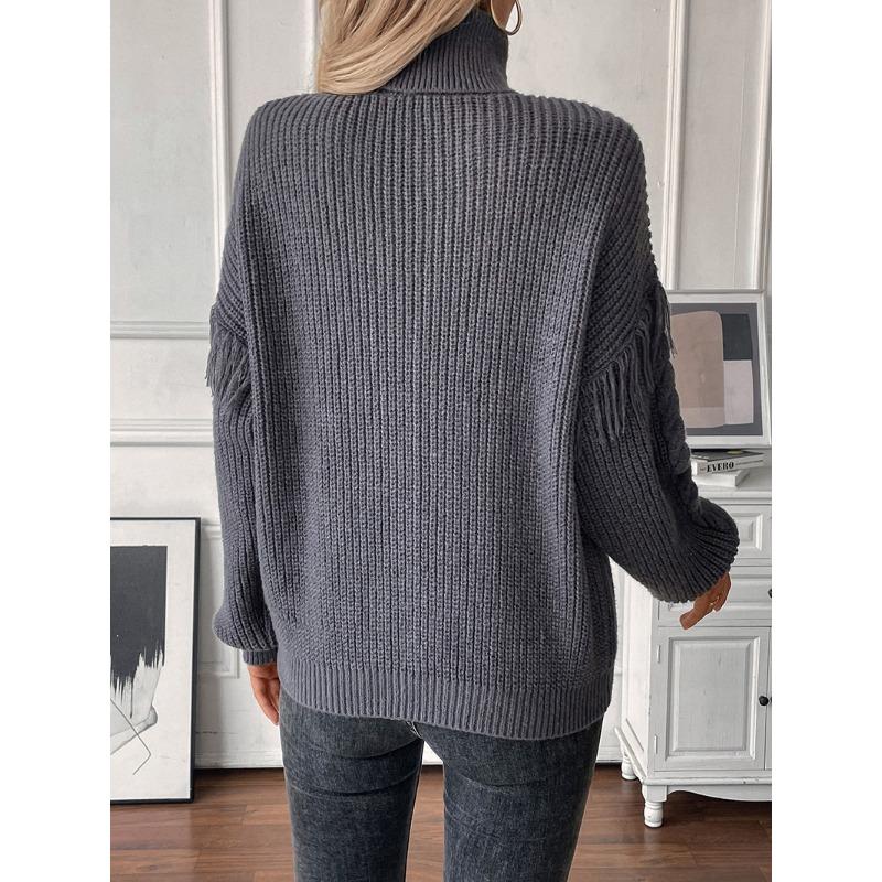 Женский свитер осень/зима свободный пуловер с лацканами однотонный перекрученный — фото 6