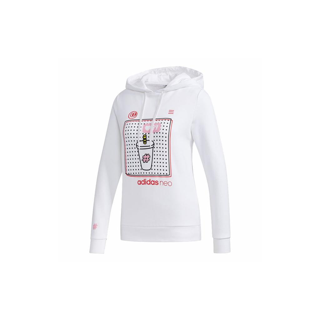 Adidas Neo Sports Casual Hooded Pullover Sweatshirt Women Sweatshirt White GE4291