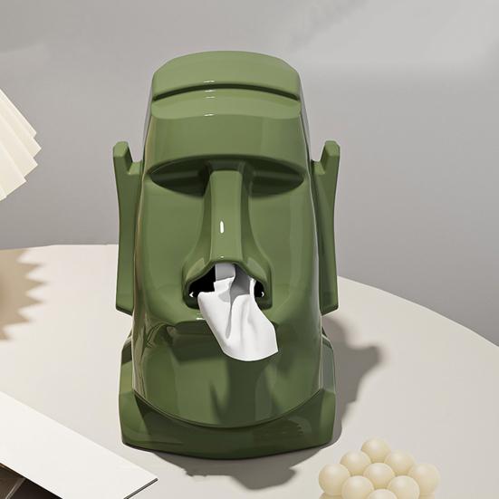 Tissue Box Stone Style Design Tissue Holder Wearing Headphones Easy To Clean Tissue Box Holder Artistic Home Decor