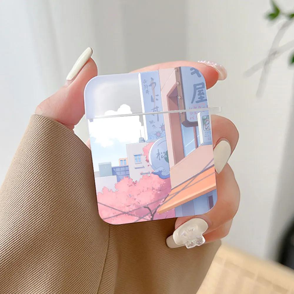 Japanese Anime Landscape Earphone Case for Airpods 4th 3rd Pro 3 2 Shockproof Cover for Airpod 2 3 1 Protective Accessorie Shell