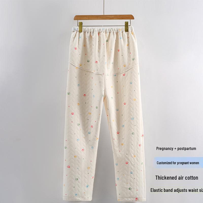 

Комплект ночной сорочки для беременных из утолщенного воздушного хлопка с нагрудными вкладышами для осени и зимы 3XL