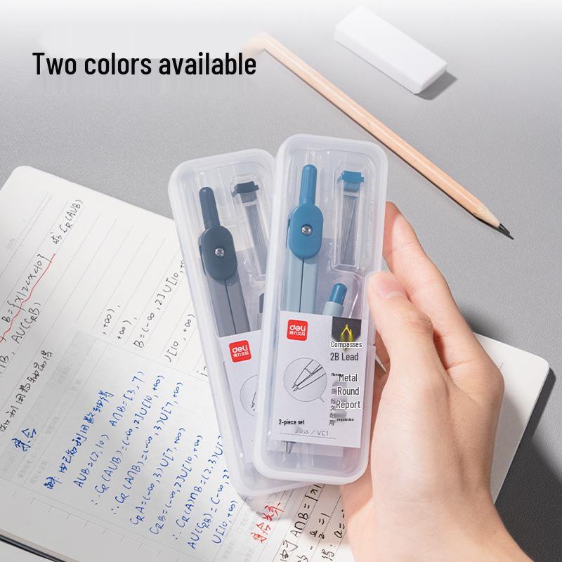 Genuine Deli VC1 Compass Set with 0.5MM Mechanical Pencil & 2B Exam Drawing