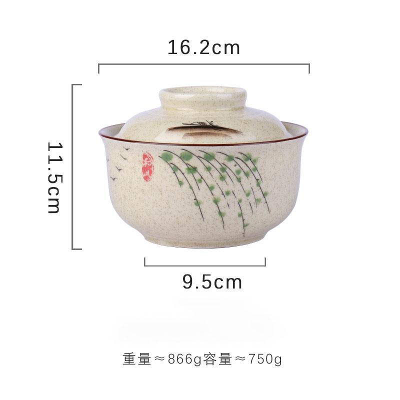 YWDL Japanische Instant-Ramen-Schüssel mit Deckel Retro Keramik Große Kapazität Nudel Salat Suppenschüsseln Haushalt Küchengeschirr