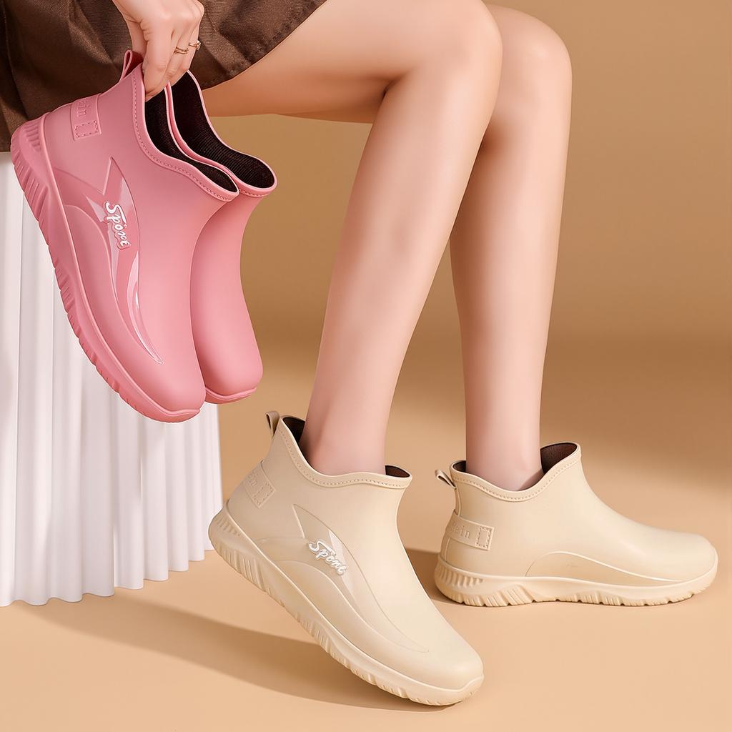 Winter Velvet Sports Version Short Rain Shoes Women's Fashion Outer Wear Men's Non-slip Rubber Shoes Fishing Men's Warm Shoes