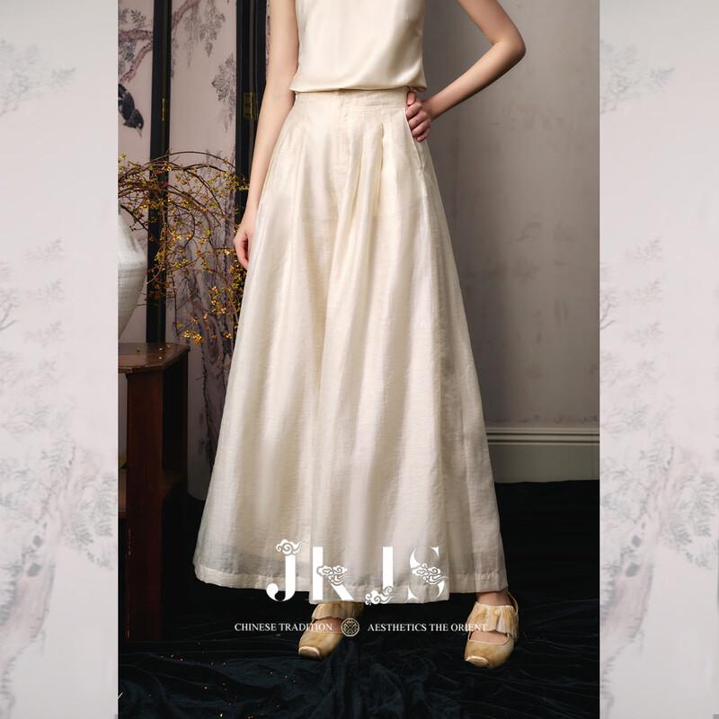 JK&JS Tencel Linen Loose Wide-Leg Pantskirt