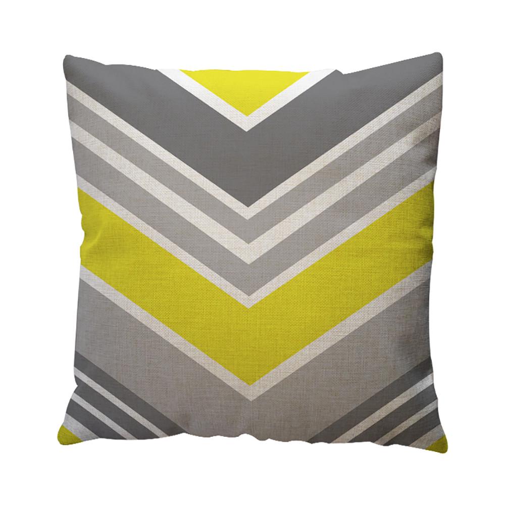 Yellow Geometric Pattern Throw Pillow Case Cushion Cover Home Decor Cotton Linen