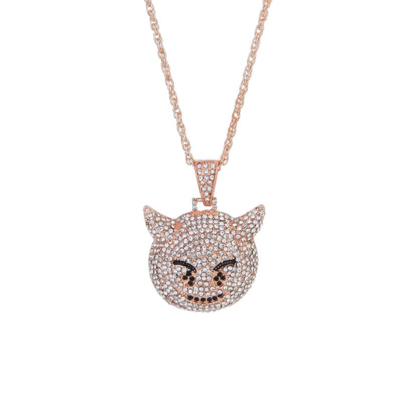 Hot Selling Little Devil Expression Pendant with Zircon Hip Hop Necklace Accessories