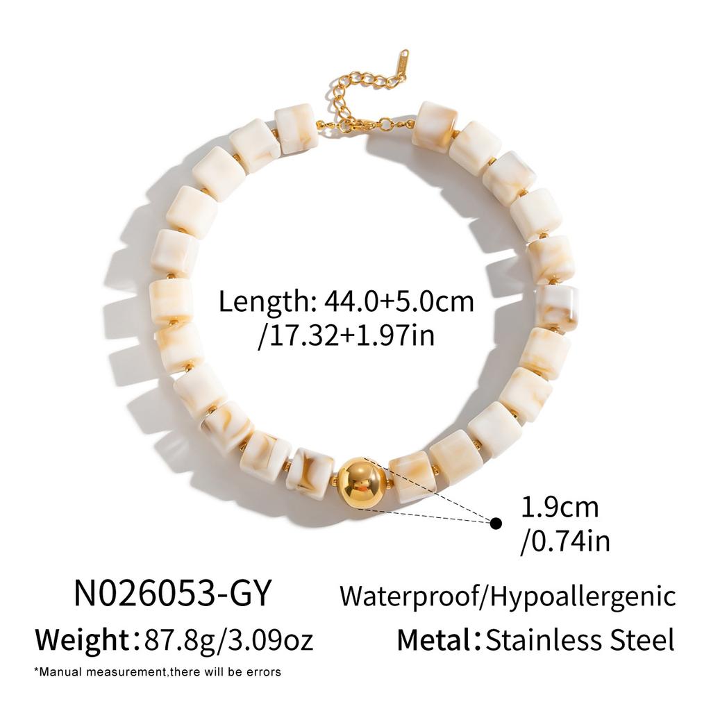 Bohemian Jewelry Set Geometric Colorful Natural Stone Beaded Necklace Bracelet Stainless Steel Bead Bracelet Necklace