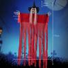 Halloween Decorations Hanging Witch with Motion Sensor Sound and Light Scary Red Dressed Witch Hanging Ghost for Spooky Party