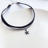 Simple Personalized Black Velvet Strap Choker Neck Strap Double Pentagram Pendant Choker Necklace Women's Accessories Ornaments