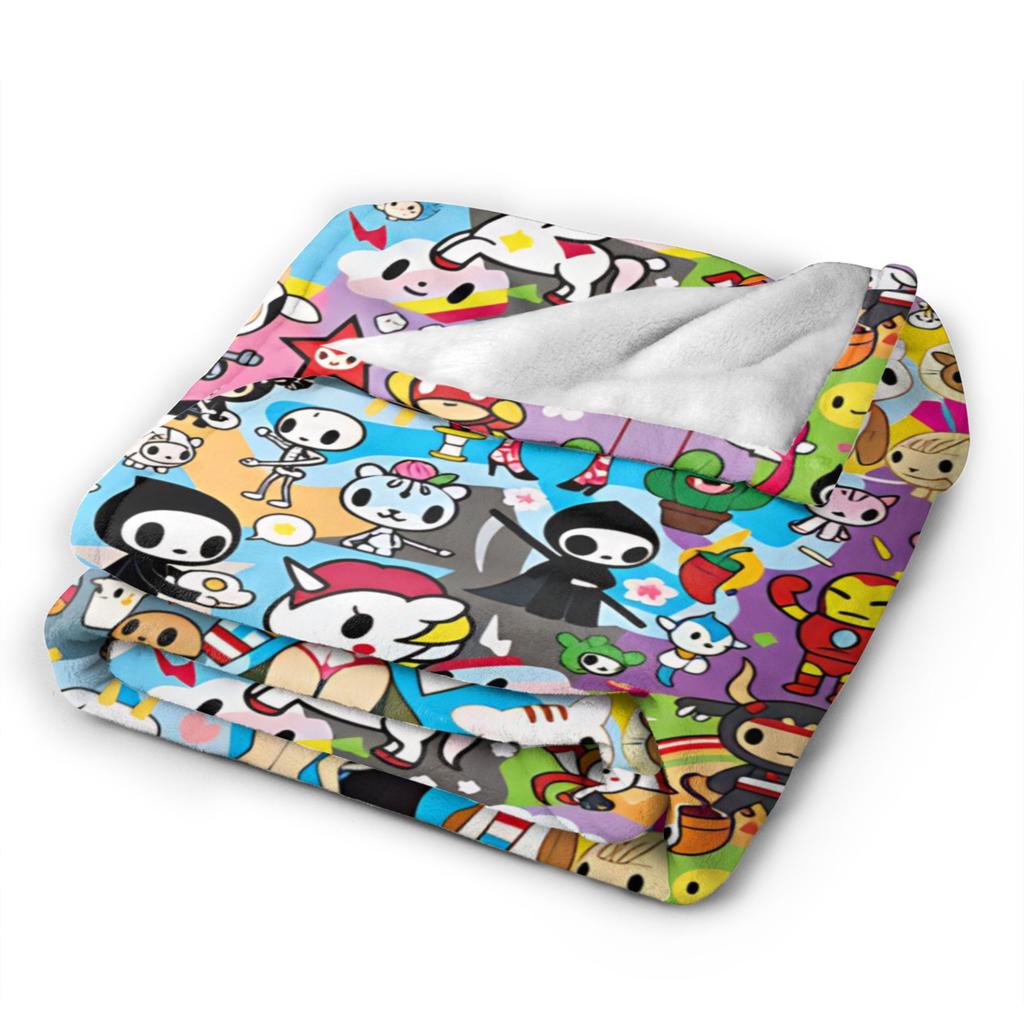 T-Tokidoki-S Warm Soft Blanket Decorative Plush Throw Blanket Street Trend Couch Chair Flannel Bedspread Sofa Bed Cover