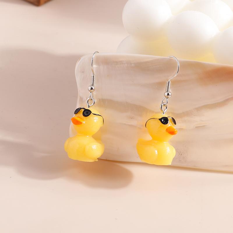 Süße Gelbe Enten Ohrringe Cartoon 3D Tier Ohrhaken Hängende Ohrringe für Damen Mädchen Party Feiertag Schmuck Geschenke