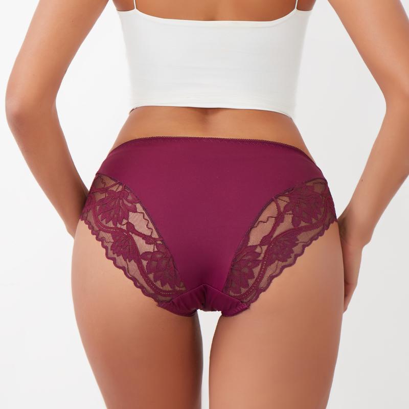 Braguitas Florales de Encaje para Mujer Sexy Ropa Interior Transparente Tallas Grandes Calzoncillos Femeninos Sin Costuras Lencería Calada S-XXL