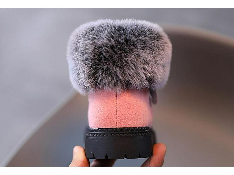 Cizme de zăpadă pentru copii de iarnă 2025, pentru fete, cu talpă plată, de prințesă, căptușite cu lână, pantofi de bumbac, groase, la modă, scurte, pentru bebeluși