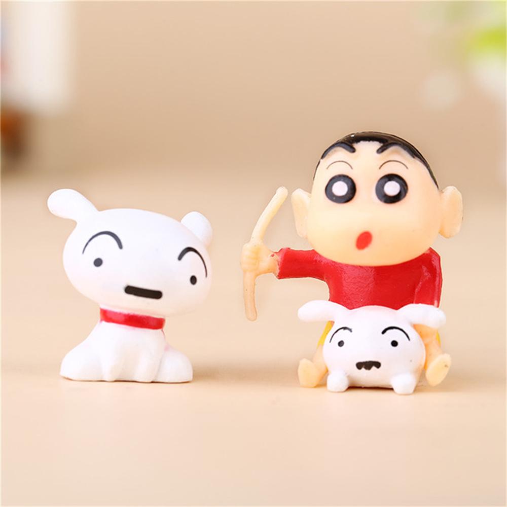 Crayon Shinchan Anime Figure Toys Cute Figurines Shiro Cartoon Model for Desk Decor Car Dashboard Collection Gifts for Girls