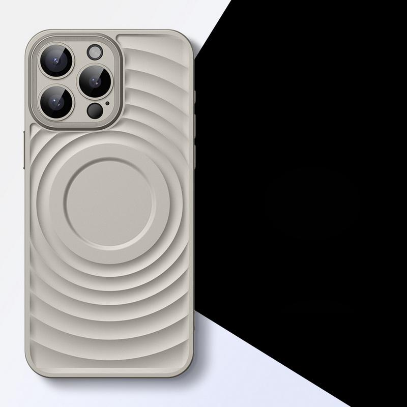 

Чехол-бампер из твердого поликарбоната с волнистой текстурой для iPhone 16 Pro Max 15 Pro 14 13, защита линз, ударопрочный тонкий чехол для телефона iPhone 14 Pro Max серый