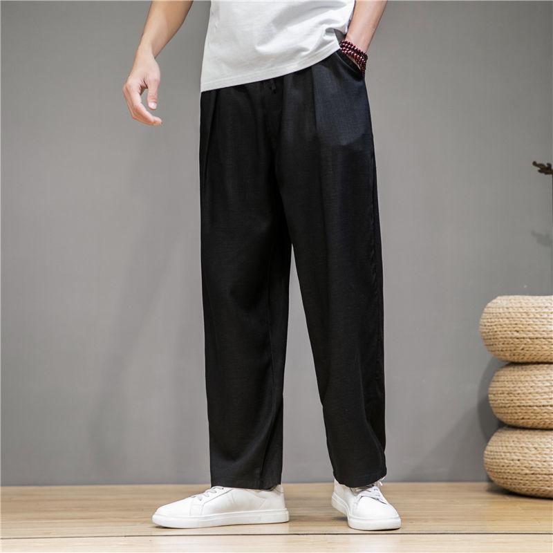 Men's Cotton & Linen Casual Pants - Summer/Winter Loose Wide-Leg Trousers