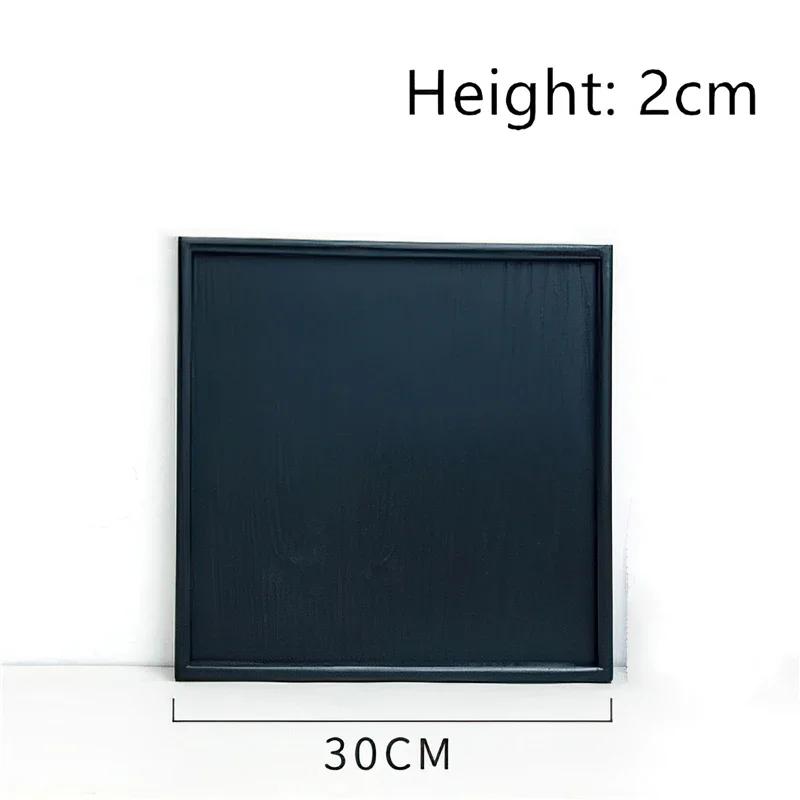 Wooden Tray Japanese Style Black Rectangle 30cm Coffee Tea Set Tableware Pallet Food Cake Plate Home Kitchen Storage Supplies