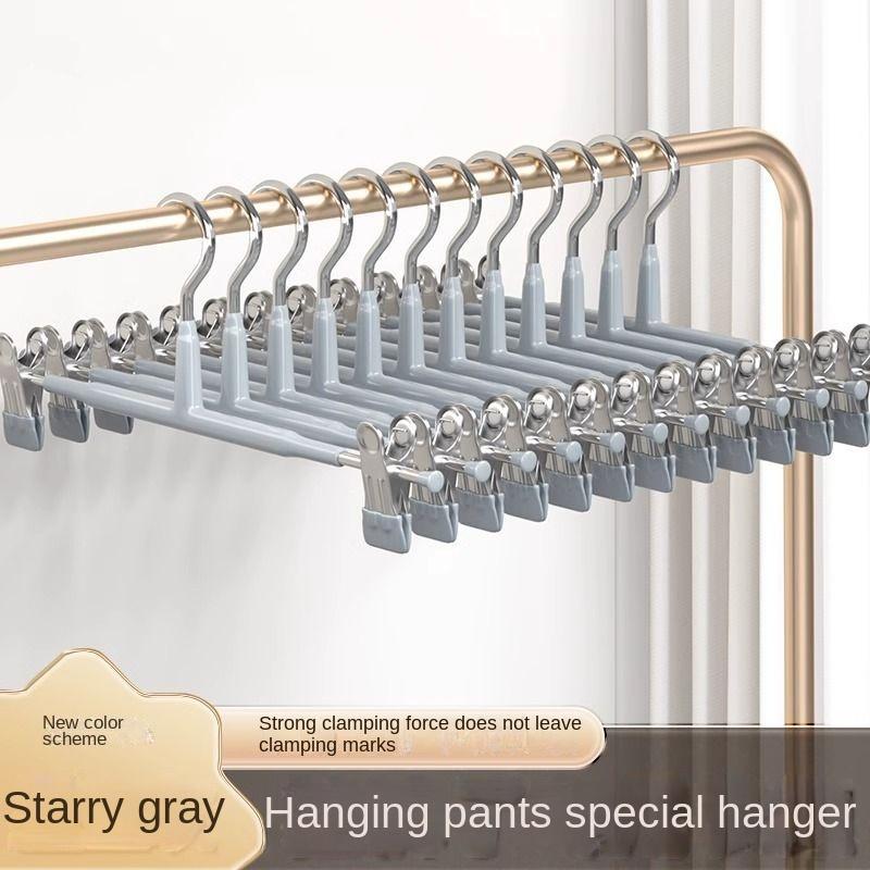 Pants Hangers with Clips Adjustable SkirtHangers for Women Non-Slip Trousers Hanger for Jeans Clothes Hangers for Pants