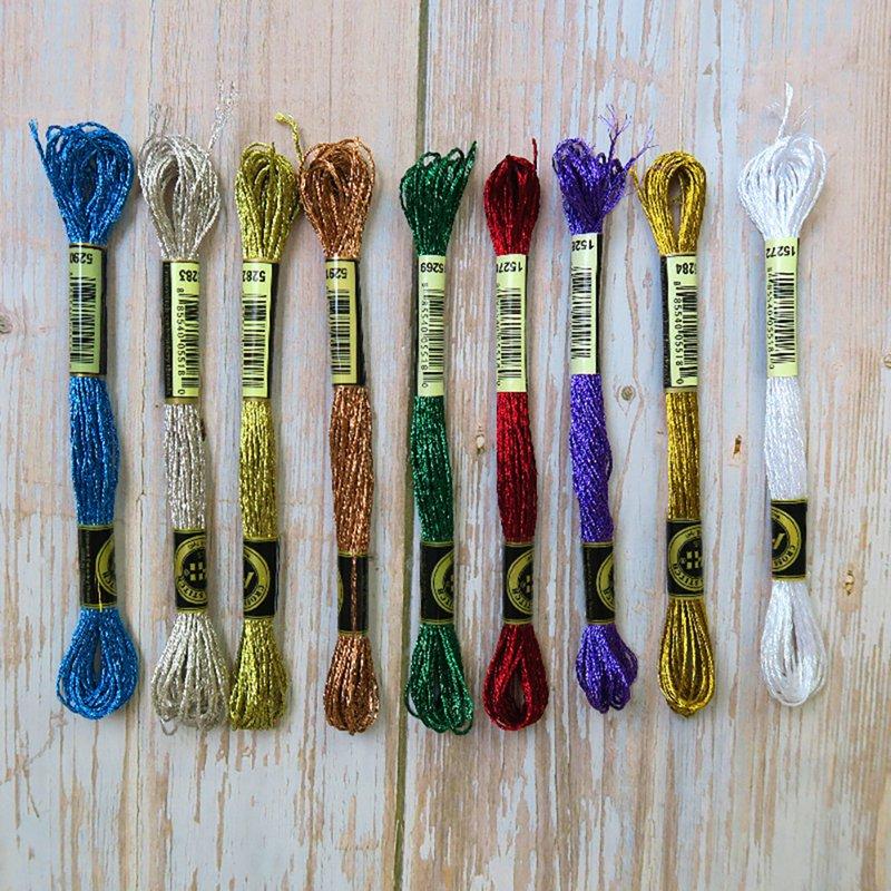 8 Meters 12 Strands Colorful Cross Stitch Thread Metallic Embroidery Floss Cross Stitch Thread Floss Sewing Skeins Craft