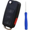 Replacement Key Fob Shell Case for VW Volkswagen Jetta Passat Golf Beetle Rabbit GTI CC EOS 4 Buttons Keyless Entry Remote Car Key Fob Cover Casing