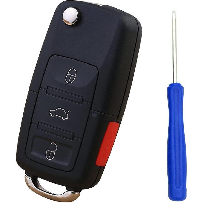 Replacement Key Fob Shell Case for VW Volkswagen Jetta Passat Golf Beetle Rabbit GTI CC EOS 4 Buttons Keyless Entry Remote Car Key Fob Cover Casing