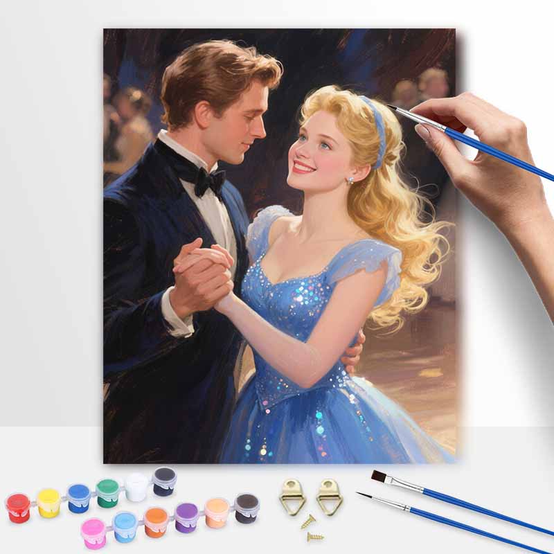 Disney Cinderella and Prince Charming Digital Oil Painting Art Kit Hand Painted Home Decor 20x30cm
