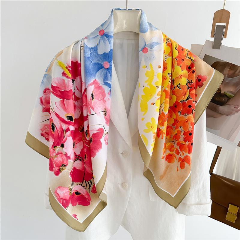 90cm Travel Sunscreen Versatile Large Square Scarf Shawl Headscarf Neck Protection Scarf Decoration For All Seasons