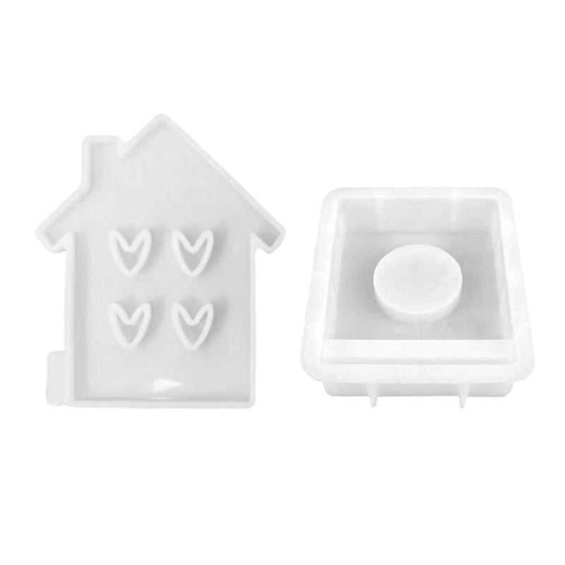 Love House Candle Holder Mold with Base for Making Candle Holder Tealight Holder Decorations Gypsum Ornament