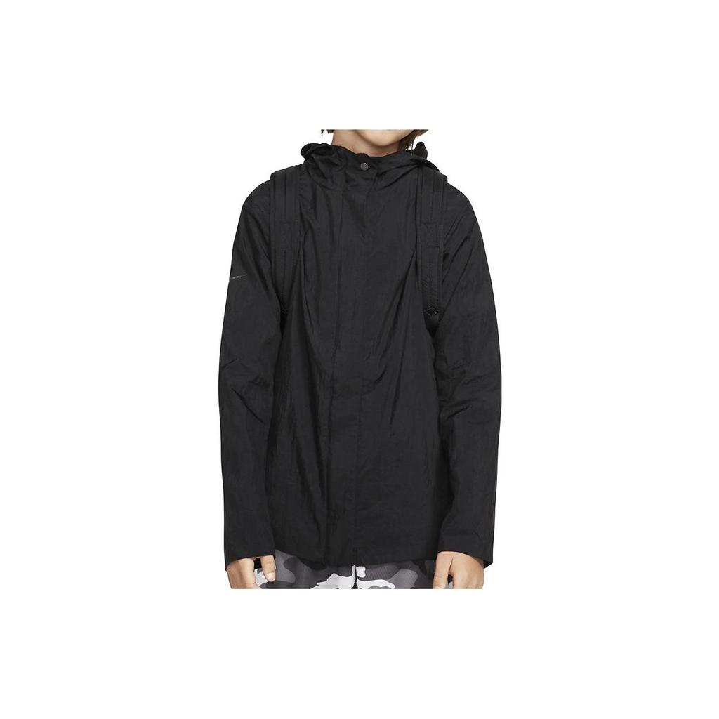 Nike Jacket Solid Color Printed Logo Zipper Hooded Long Sleeve Kids jackets Black BV3559-010