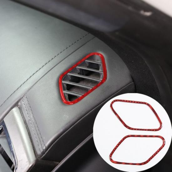 For Jaguar F-TYPE 2013- Dashboard Air Vent Cover Trim Frame Carbon Fiber Red