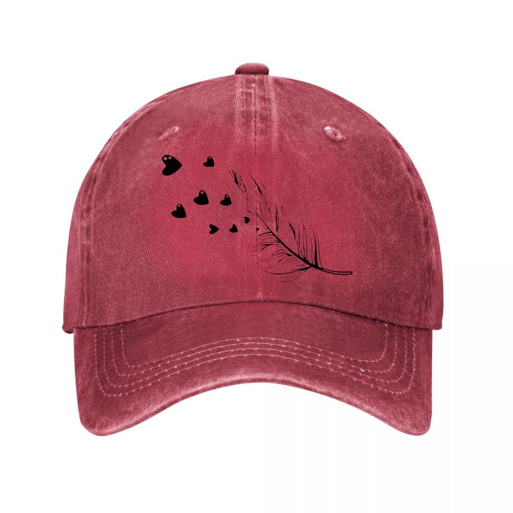 Handmade Feather Quill Pen Washed Baseball Cap Outdoor For Womens Unisex FeUnisex