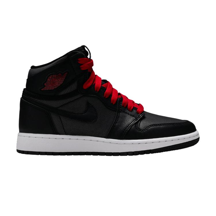 Jordan 1 Retro High Black Satin Gym Red Black (GS) 36.5
