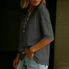 Women’s Casual Loose Fit Henley Shirt with Button Front Half Sleeve Basic Pullover Top for Everyday Wear