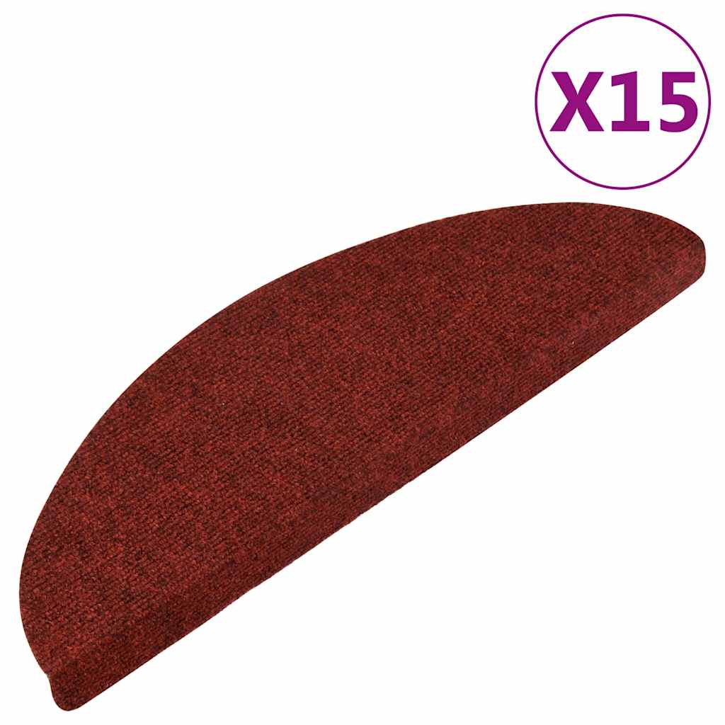 Vidaxl Selbstklebende Treppenstufenmatten, 15 Stück, 56x17x3 cm, Rot