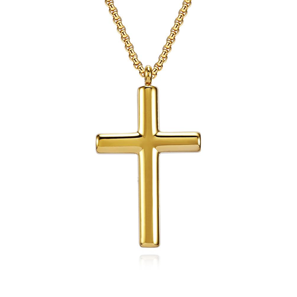 Simple Curved Titanium Steel Cross Necklace ,Neutral And Cool Style Pendant For Men And Women To Wear