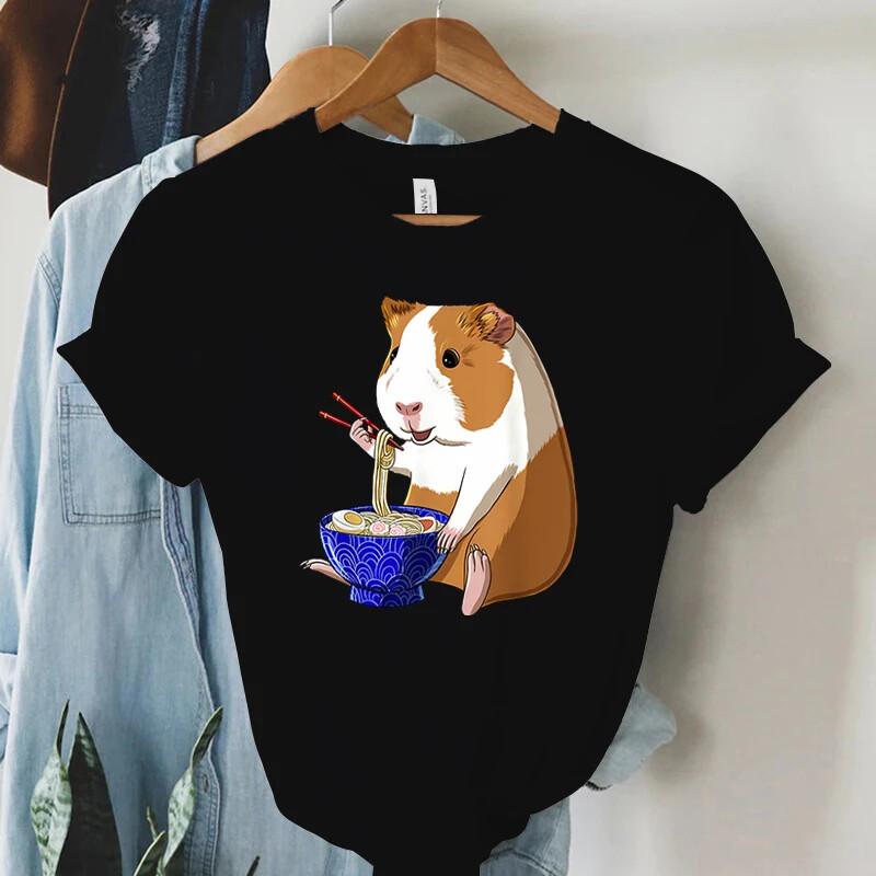 Guinea Pig Noodles Ramen Funny Unisex Cartoon Gift Guinea Pig Tee T-shirt XXXL