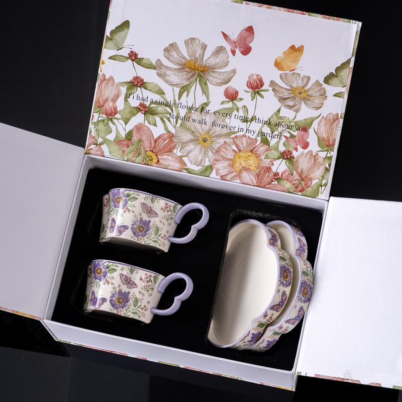 Sunflower "Secret Garden" French coffee cup gift box birthday gift for girlfriends wedding souvenir European style