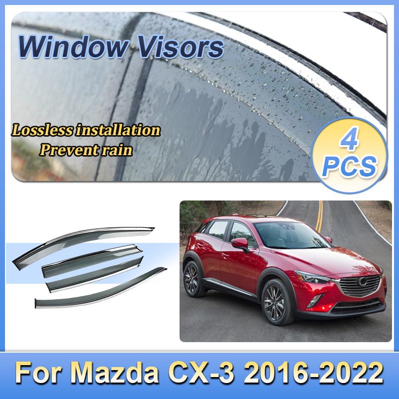 For Mazda CX-3 CX 3 CX3 DK 2016-2022 Window Door Visor Awning Sun Rain Wind Guard Cover Deflector Weathershield Car Accessories