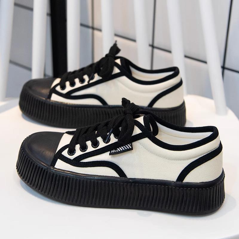 Platform Canvas Biscuit Shoes Women's Shoes Spring and Summer 2025 New Muffin Versatile Sports and Leisure Little White Shoes Board Shoes