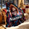 Custom Name Personalized Bride of Chucky Print Blanket, Home Decor, Bedroom, Sofa, Camping, Couch, Gifts for Birthday Christmas