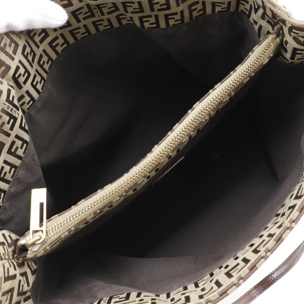 FENDI Zucchino Handbag 8BH132 Brown Nylon canvas Women Used